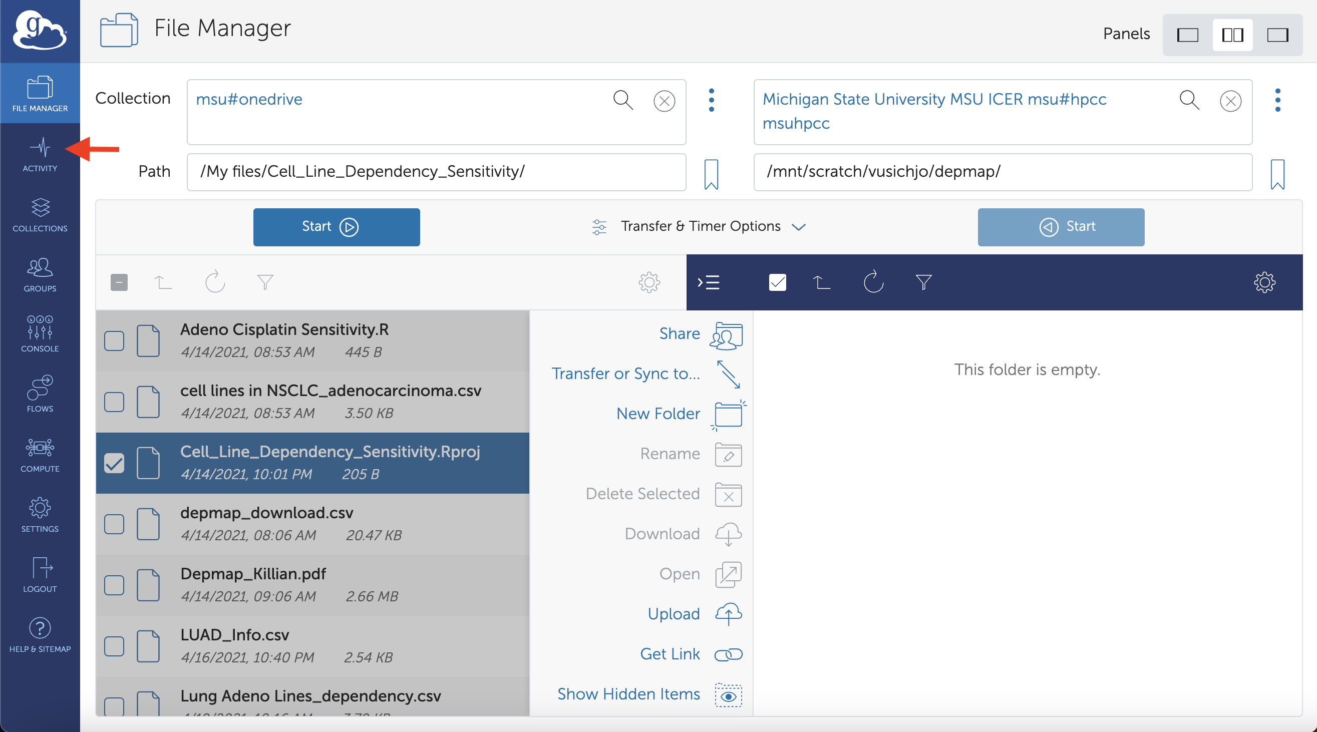 Monitor Transfer Activity