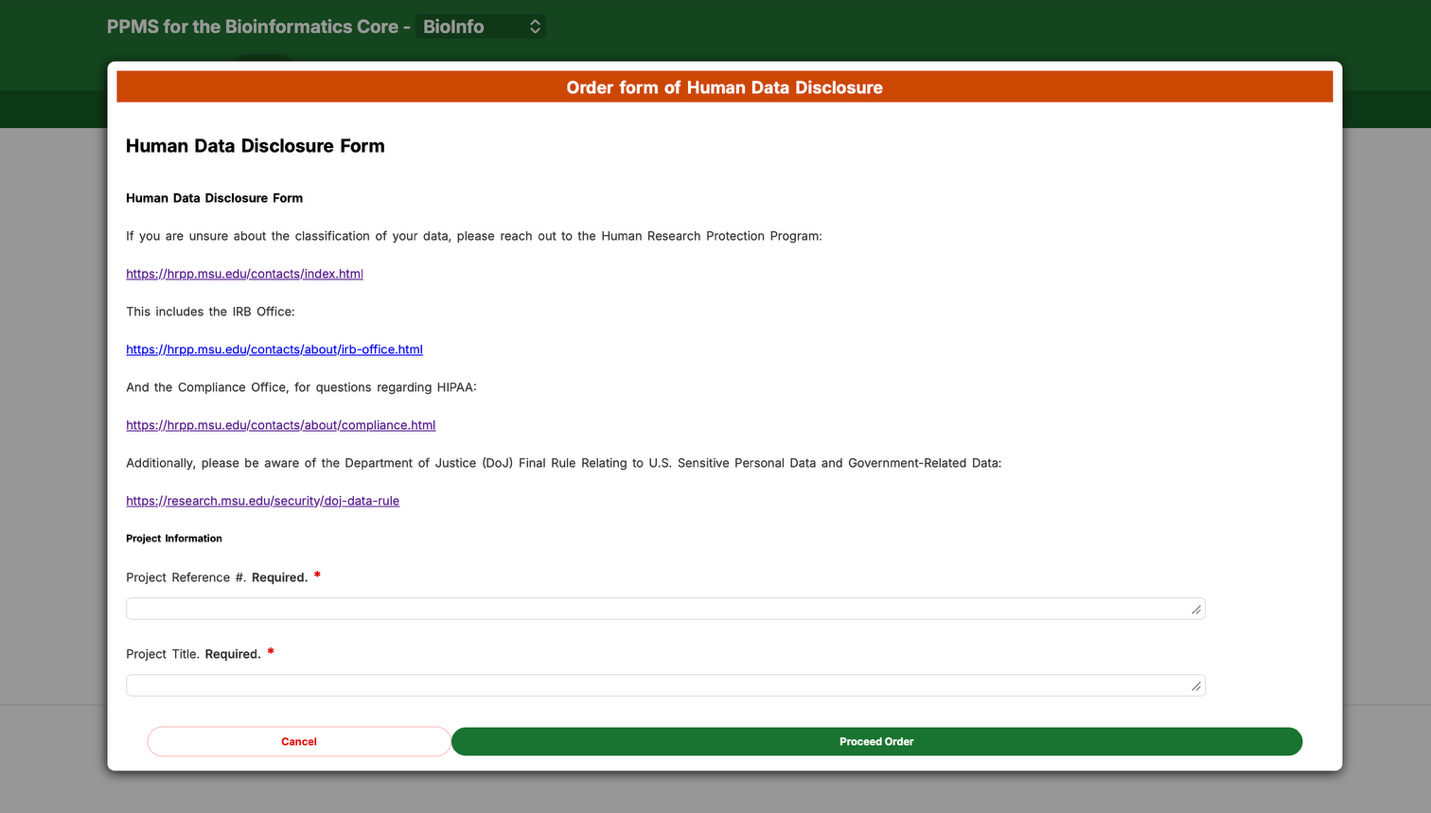 Human Data Disclosure form